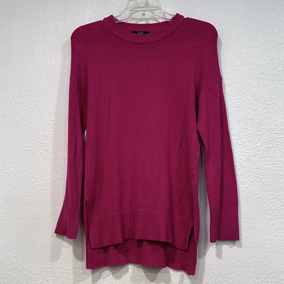 Tahari Pullover Sweater Fuchsia Pink HiLo Hem Long Sleeves Size Petite Small S/P - Picture 1 of 8